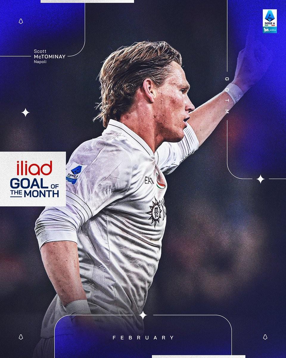 开云下载-官方：麦克托米奈对阵热那亚的世界波当选意甲2月最佳进球